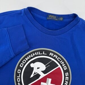 Polo Ralph Lauren Mens Large Blue Crewneck Sweatshirt Downhill Racing Series